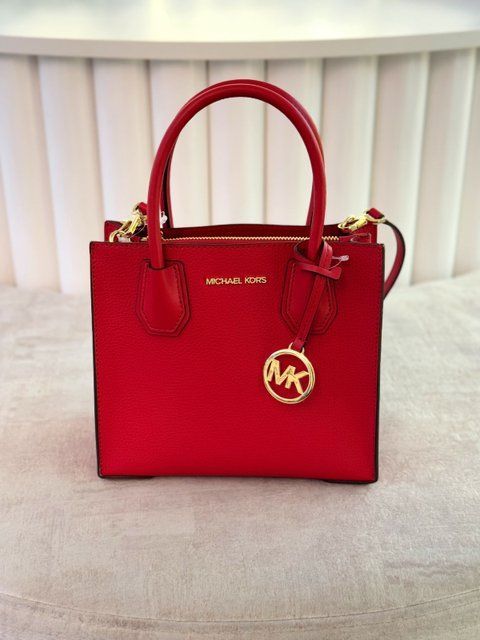Сумка жіноча Michael Kors Mercer M червона шкіряна 	 35S1GM9M2L br фото