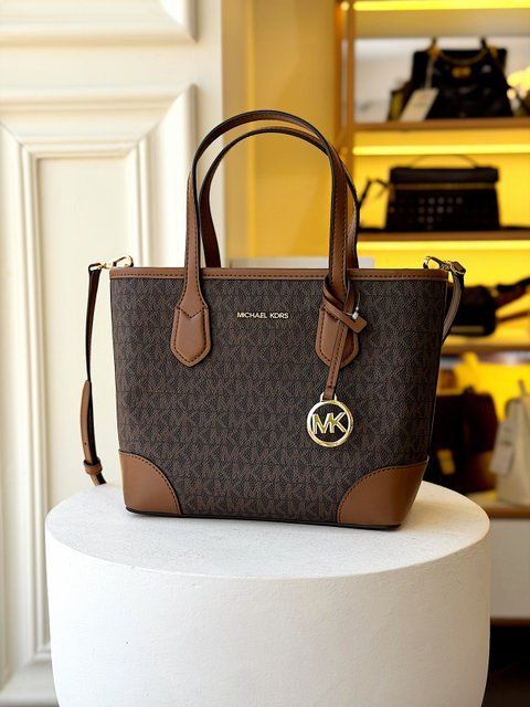 Сумка жіноча Michael Kors Eva M коричнева лого 35S6GV0T0B br фото