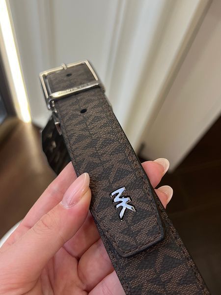 Ремінь чоловічий двохсторонній Michael Kors коричневий лого шкіряний 	 36F1LBLY9B br фото