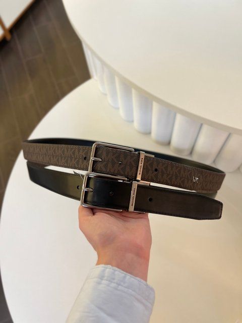 Ремінь чоловічий двохсторонній Michael Kors коричневий лого шкіряний 	 36F1LBLY9B br фото