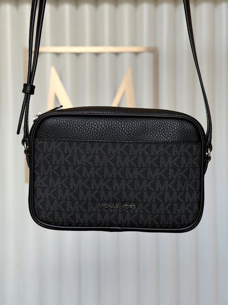 Сумка жіноча Michael Kors Jet Set S чорна лого ср.фурнітура 35S6STVC1B bl фото