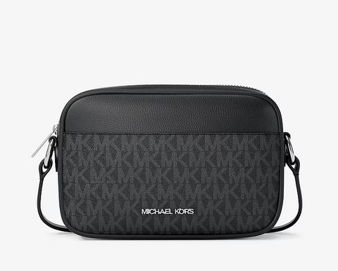 Сумка жіноча Michael Kors Jet Set S чорна лого ср.фурнітура 35S6STVC1B bl фото