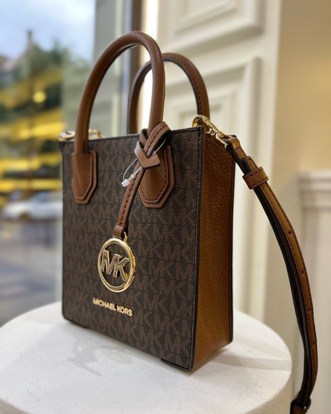 Сумка жіноча Michael Kors Mercer Extra-Small коричнева лого 35T1GM9C0I br фото