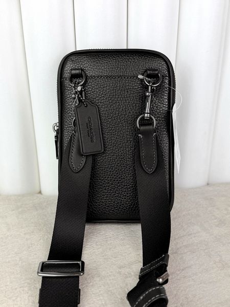 Сумка чоловіча Coach Aden чорна шкіряна CS044 QB/BK фото