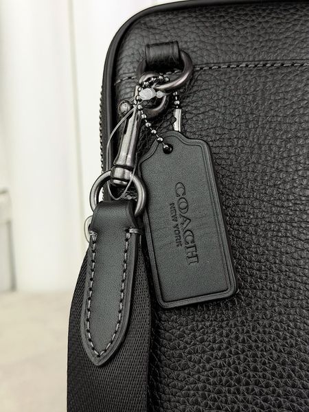 Сумка чоловіча Coach Aden чорна шкіряна CS044 QB/BK фото