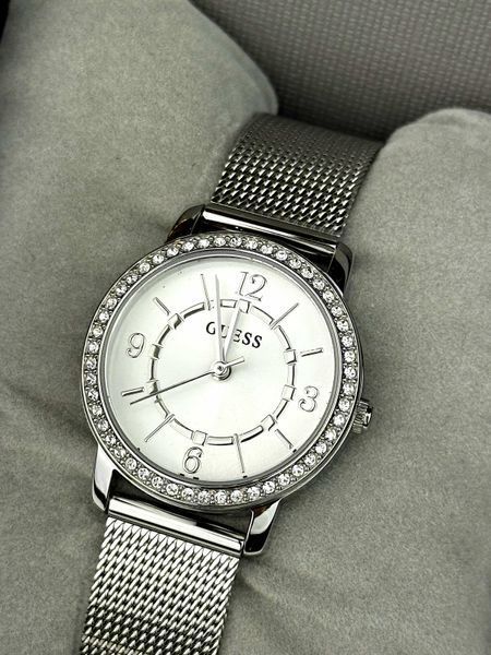 Годинник жіночий Guess сріблястий сітчастий GW0534L1 фото