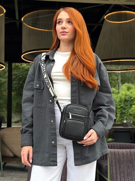 Сумка жіноча Michael Kors Jet Set M чорна шкіряна 35T4STTC2L bl    фото