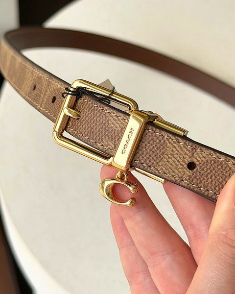 Ремінь жіночий Coach з підвіскою двосторонній шкірярий 18мм CCJ04 IMXHEONE фото