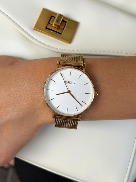 Годинник жіночий Burker Ruby Gold White Mesh 38 mm RGW фото