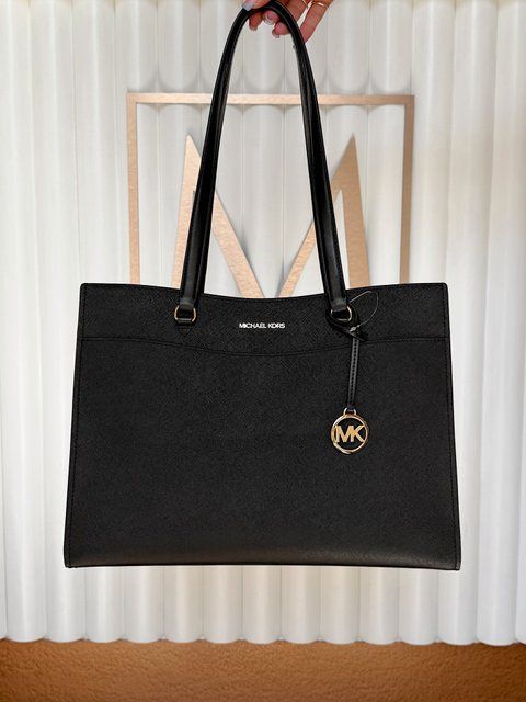 Сумка жіноча Michael Kors Jet Set Travel L чорна шкіряна 35F4GTVT9L bl фото