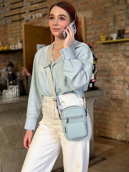 Сумка жіноча Michael Kors Jet Set S блакитна шкіряна 35T4STTC2L po фото