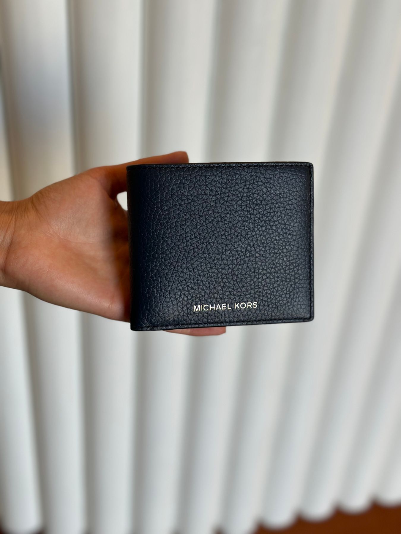 Чоловічий синій шкіряний гаманець Michael Kors Cooper