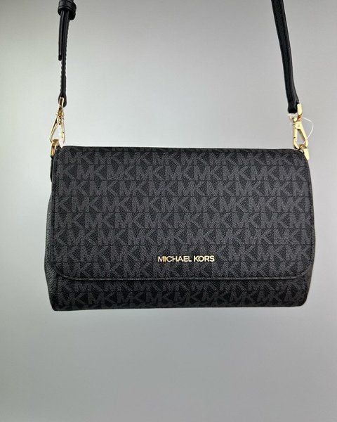Сумка жіноча Michael Kors Jet Set чорна лого 35H8GTTC6B bl фото