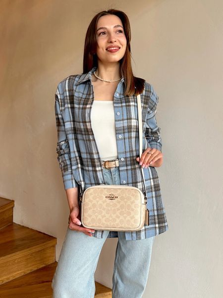 Сумка жіноча Coach Jamie бежева лого CZ186 IMXDM фото