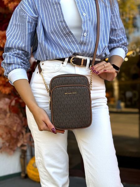 Сумка жіноча Michael Kors Jet Set Travel Medium коричнева лого 35F1GTVC2B br фото