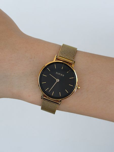 Годинник жіночий Burker Ruby Petite Gold Black Mesh 28 mm RPGB фото