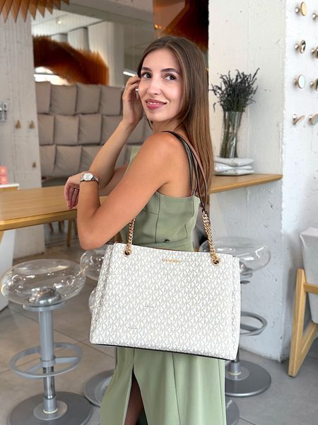Сумка жіноча Michael Kors Soho M біла лого 35S6G1SE2B va фото