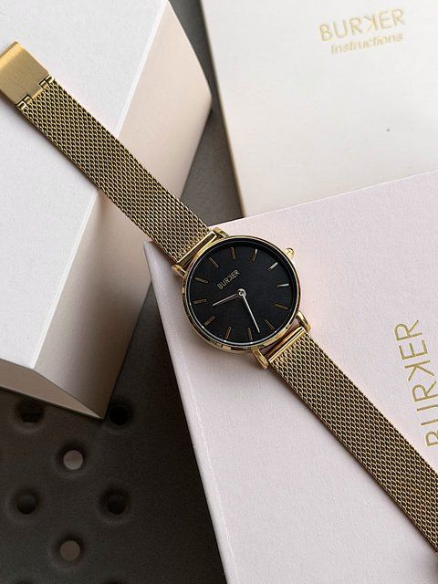 Годинник жіночий Burker Ruby Petite Gold Black Mesh 28 mm RPGB фото