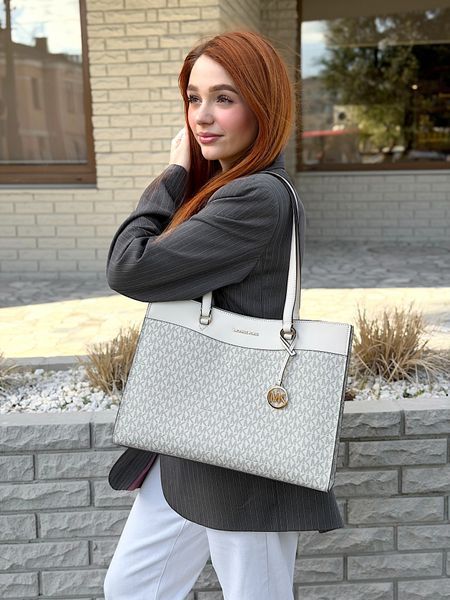 Сумка жіноча Michael Kors Jet Set Travel L біла лого  35F4GTVT9B ltc фото