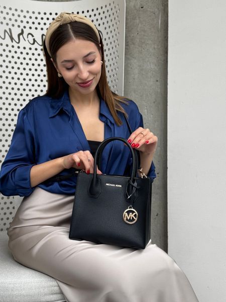 Сумка жіноча Michael Kors Mercer M чорн. шкіряна 	 35S1GM9M2L BLA фото