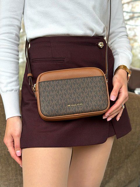 Сумка жіноча Michael Kors Jet Set S коричнева лого 35R6GTVC5B br фото