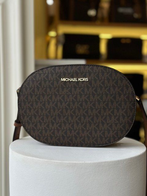 Сумка жіноча Michael Kors Jet Set Travel M коричнева лого 	 35S1GTVC6B br фото